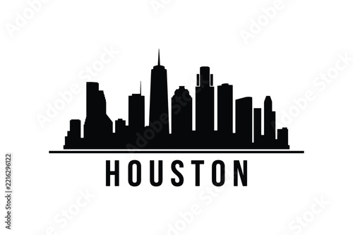 Houston Texas skyline silhouette minimalist black cityscape icon