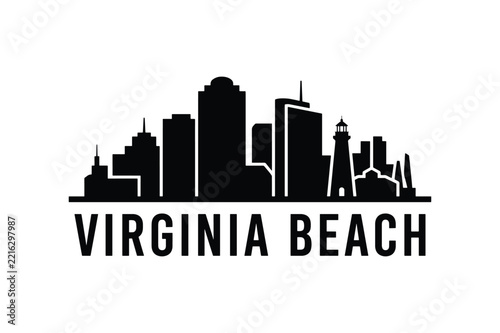 Virginia Beach Virginia skyline silhouette minimalist black cityscape icon