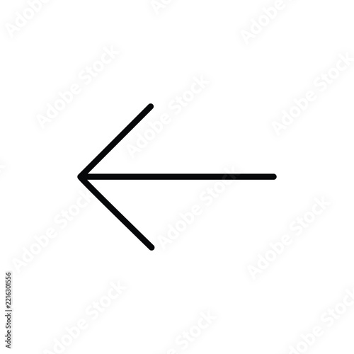 Left Arrow Line Icon for Back Direction and Navigation