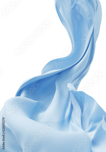 Light blue sheer fabric isolated on transparent background 3D render