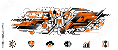 Futuristic Abstract Technology Network Data Flow