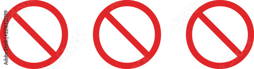 Prohibition symbol vector sign with red circular cross out warning
