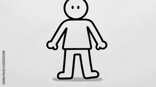 Minimalist stick figure animation depicting a tense expression on a white background