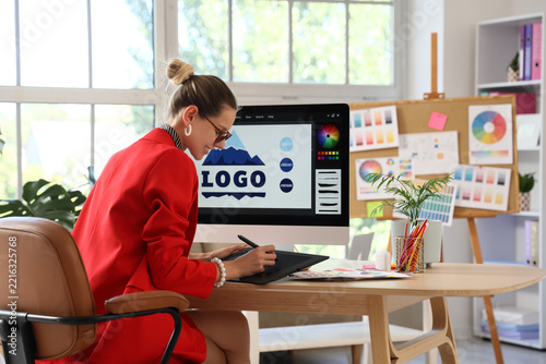 Graphic design and branding concept, professional designer working on logo cr...