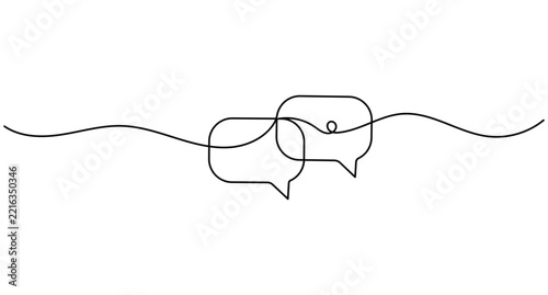 Discussion bubble line art continuous line conversation symbol with editable stroke for modern interface