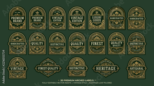 Vintage Label Collection: Premium, Quality, Heritage Designs