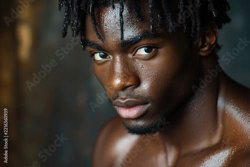 The Brooding Muscular Black Male Supermodel Poses with Intensity