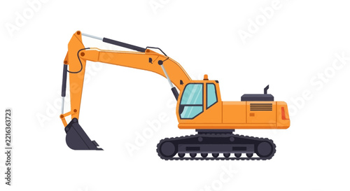 Orange Excavator Machine Isolated Transparent Background