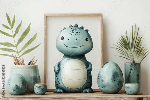 Sunny Day with a Soft-Colored Baby Dino Hatching