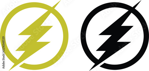 Lightning icon vector, displayed inside a circular outline frame
