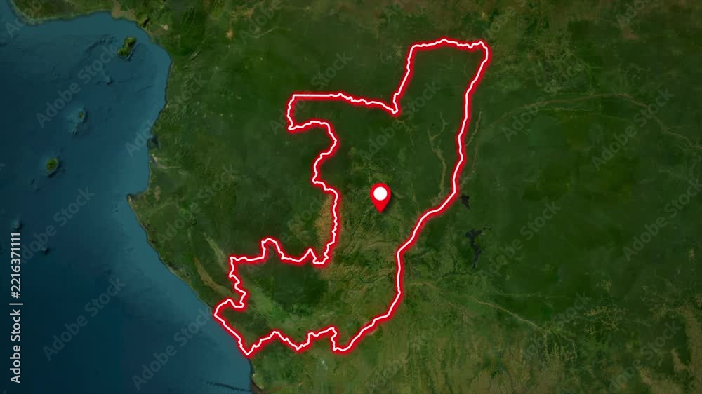 Congo Map Animation, Congo Country Outline Highlight Animation Stock ...