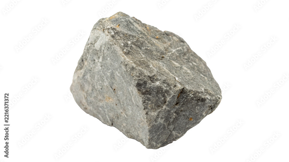 Obraz premium Single natural gray granite stone rock block mineral geology sample texture isolated on transparent background