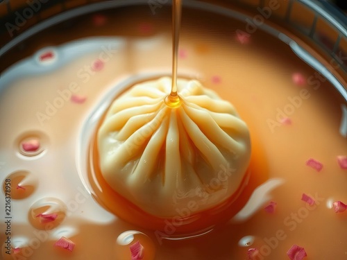Golden syrupy dumplings swimming in a sea of fragrant rosewater, rosewater, syrup