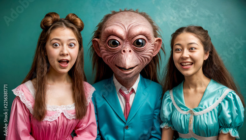 Surreal Portrait: Two Women and an Alien Being