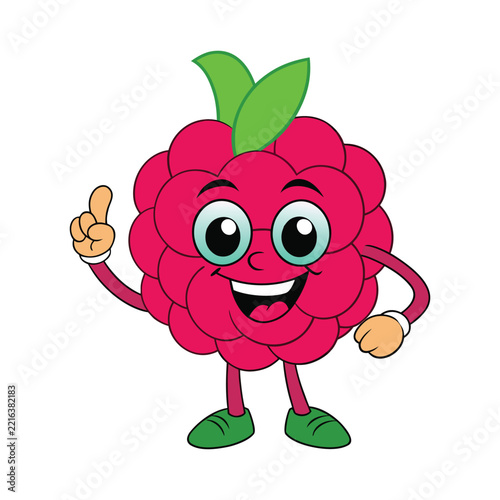 Cute Raspberry Fruit Vector Illustration