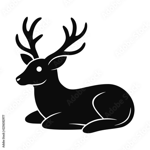 Elegant Deer Silhouette Vector Illustration With Graceful Wildlife Design