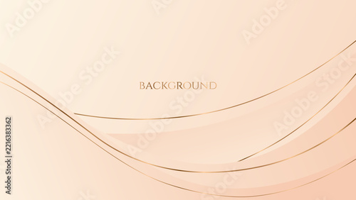 smoothly abstract waves and golden lines, peach and powder colors, elegant background for wedding invites, cosmetic booklet, web design