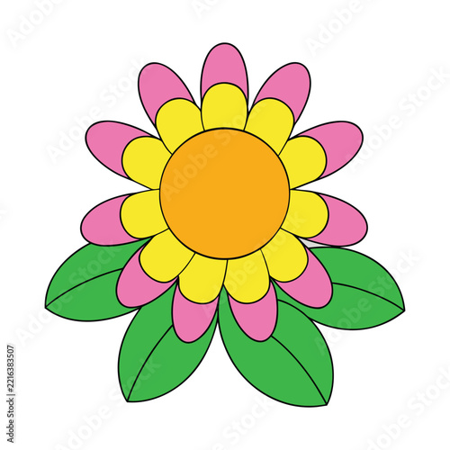 Colorful Flower Vector Artwork With Bright Botanical Floral Details