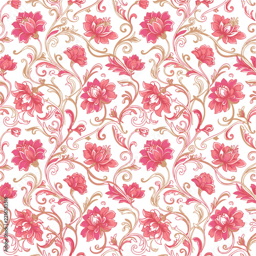 Pink floral pattern with ornate design