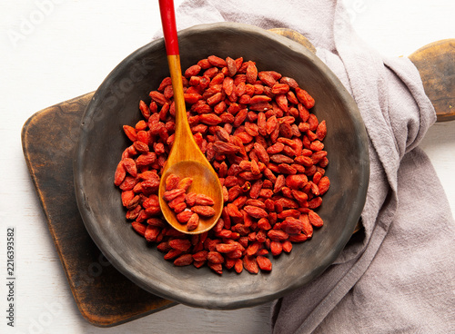 Dry red goji berries for a healthy diet.
