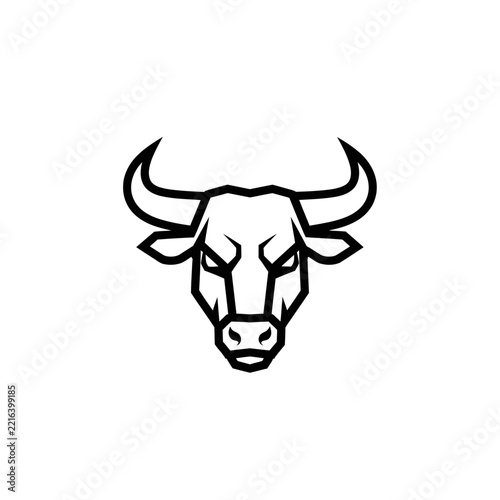 Minimalist Bull Head Logo Icon, Fierce Animal Symbol, Vector Graphic