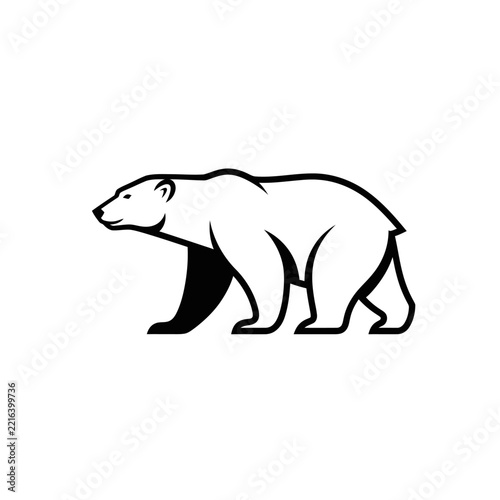 Polar Bear Silhouette Walking Side View, Minimalist Vector Illustration, Arctic Animal Icon
