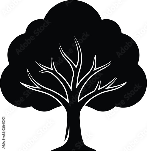 Tree vector icon displaying detailed branches and a full canopy shape