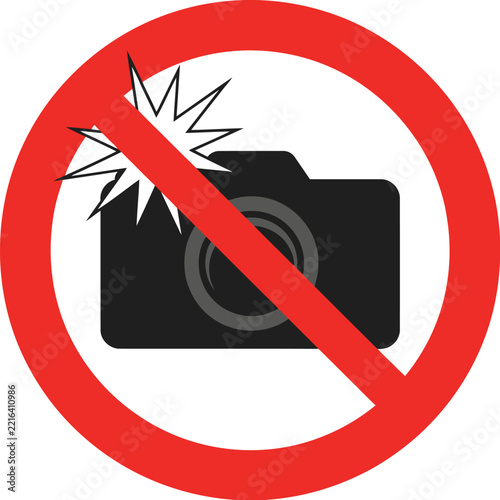 Camera sign icon prohibition flash photography forbidden warning