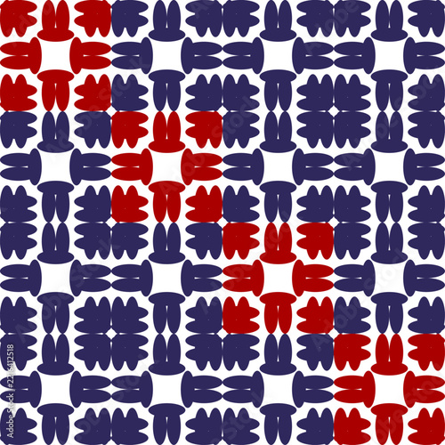 red and blue flower block, diagonal block grid, repeat pattern, replete image, design for fabric printing checkerboard chessboard