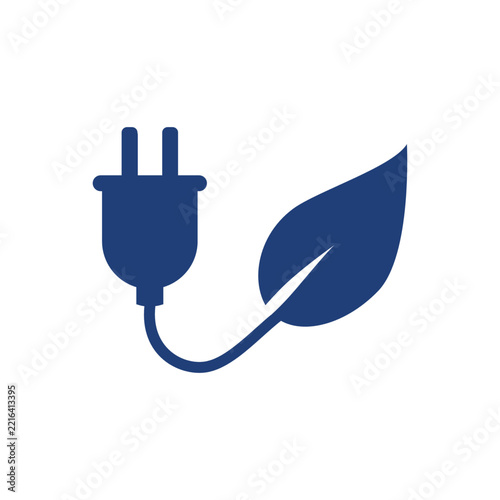 Abstract Green Energy Concept with Sustainable Leaf and Solar Power Icons