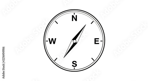 Vintage Compass Navigation Tool Isolated on White Background, Direction Finding