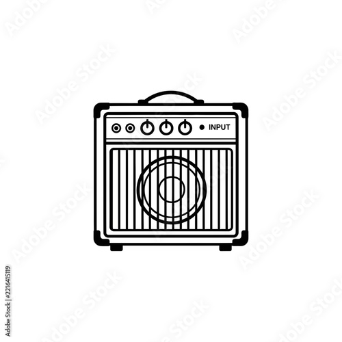 Vintage Guitar Amplifier Icon, Retro Music Equipment, Isolated