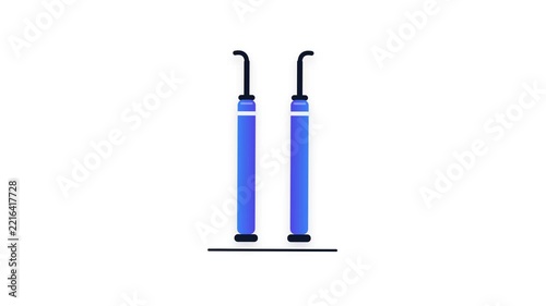 Two blue dental tools on a white background