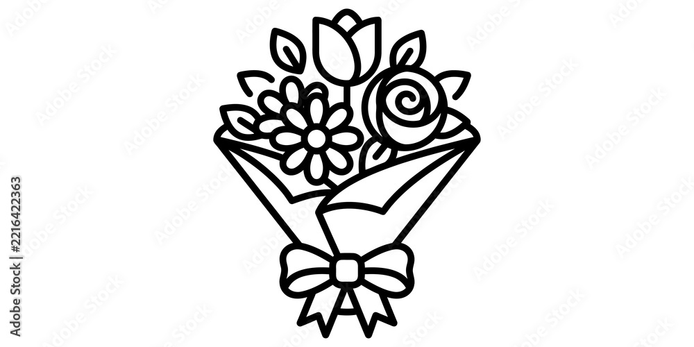 Fototapeta premium Bouquet of flowers with tulip and rose wrapped in paper for gift and celebration.