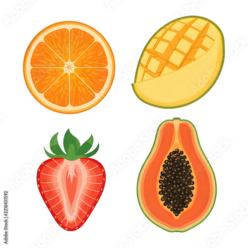 Fresh tropical fruits sliced in half for healthy eating and vibrant recipes