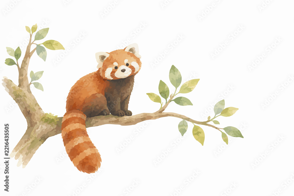 Fototapeta premium Exotic Wildlife and Tropical Animals in Minimalist Watercolor Landscape Illustration