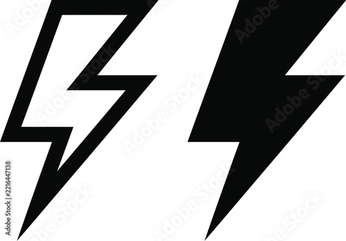 Lightning vector icon silhouette depicting bold thunder bolts