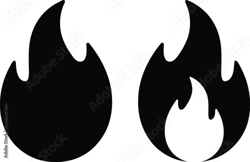 Fire vector icon silhouette showcasing burning flame shapes