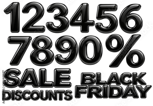 Black 3D numbers sale discounts typography PNG transparent