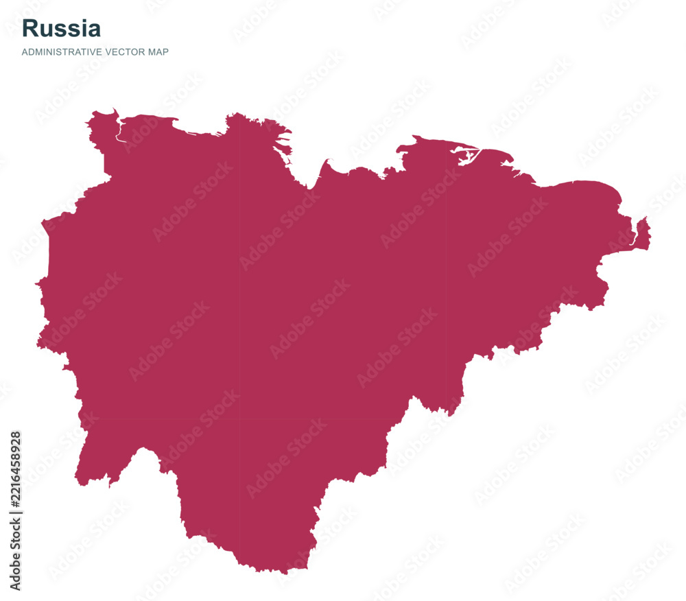 Obraz premium Sakha Republic map of Russia administrative region in solid crimson tone.