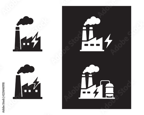Set of industrial power plant and factory icons
