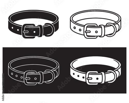 Set of dog collars with buckles in different styles