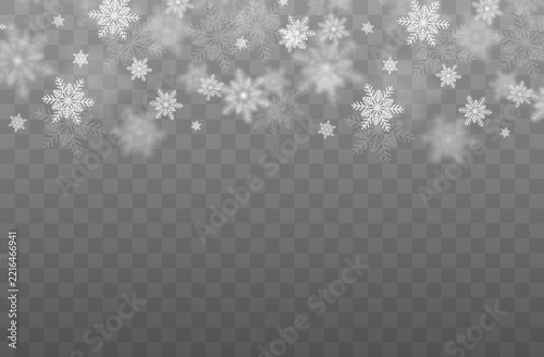 White Snowflake Top Border with Soft Winter Bokeh and Copy Space