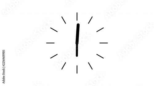 Countdown clock animation. A clock with moving hands and 360-degree rotation.