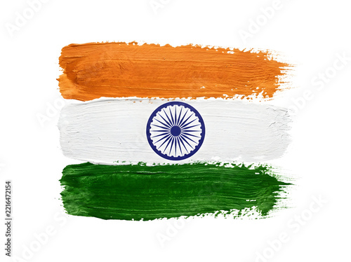 Painted national flag of India with textured artistic brush strokes