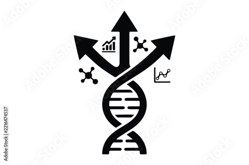 DNA Helix Growth Arrows Vector Icon Biotech Science Data Concept