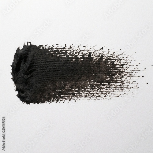 Black Ink Brush Stroke on White Paper