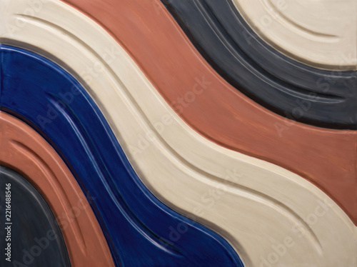 Abstract wave pattern background with carved flowing ridges in multiple colors