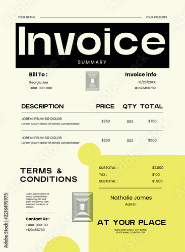 Minimalist Modern Business Invoice Template Document Design Layout Stationery