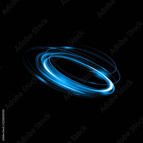 A captivating display of swirling blue light creates a mesmerizing abstract vortex against a dark backdrop